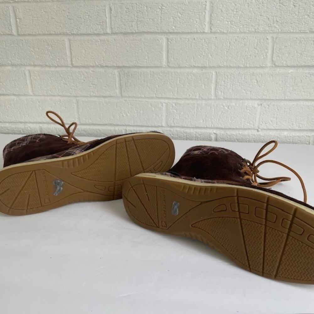 Sperry Top-Sider Shearwater Brown Suede Plaid Duck Boots Women's Size 8 Preppy - Picture 9 of 9
